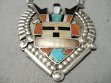 One Of The Best Vintage Navajo Native American Zuni Turquoise Kachina Sterling Silver Necklace-Nativo Arts