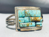 Thunderfoot Vintage Native American Navajo Green Turquoise Inlay Sterling Silver Bracelet-Nativo Arts