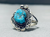Horse Shoe Vintage Native American Navajo Turquoise Sterling Silver Bead Ring Old-Nativo Arts