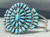 Henry Baca Vintage Native American Navajo Turquoise Sun Sterling Silver Bracelet-Nativo Arts
