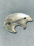 Fabulous Vintage Native American Navajo Sterling Silver Handcarved Bear Pin-Nativo Arts