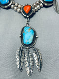 One Of Most Unique Ever Vintage Native American Navajo Choker Turquoise Sterling Silver Necklace-Nativo Arts