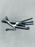Wonderful Vintage Native American Navajo Sterling Silver Roadrunner Pin-Nativo Arts