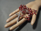 Extraordinary Navajo Coral Sterling Silver Rosary Necklace Native American-Nativo Arts