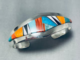 Rare Double Artist Signed Vintage Native American Navajo Turquoise Sterling Silver Bracelet-Nativo Arts