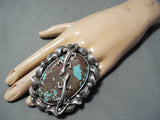 Massive San Felipe Native American 8 Turquoise Sterling Silver Gecko Ring-Nativo Arts