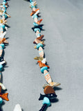 One Of The Most Unique Vintage Native American Zuni Turquoise Inlay Sterling Silver Necklace-Nativo Arts