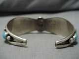 Stunning Vintage Native American Navajo Turquoise Wave Sterling Silver Bracelet Old Cuff-Nativo Arts