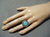Striking Vintage Native American Navajo Turquoise Sterling Silver Ring Old-Nativo Arts