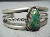 Sweet Vintage Native American Navajo Cerrillos Turquoise Sterling Silver Children's Bracelet Old-Nativo Arts
