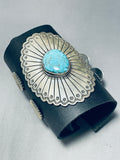 Detailed Matrix Native American Navajo Turquoise Sterling Silver Hand Wrought Ketoh Bracelet-Nativo Arts