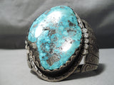 Biggest Best Vintage Native American Navajo Lone Mountain Turquoise Sterling Silver Bracelet-Nativo Arts