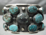 Huge Heavy Vintage Native American Navajo Green Bisbee Turquoise Sterling Silver Bracelet-Nativo Arts
