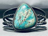 Rare Vintage Native American Navajo Pilot Mountain Rare Turquoise Sterling Silver Bracelet-Nativo Arts
