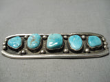Native American Superior Vintage Morengo Sterling Silver Blue Gem Turquoise Pin-Nativo Arts