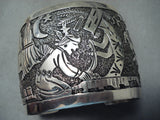 Gigantic Navajo Sterling Silver Storyteller Bracelet Native American-Nativo Arts