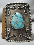 Superior Vintage Native American Navajo Pilot Mountain Turquoise Sterling Silver Ketoh Bracelet-Nativo Arts