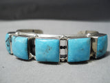 Dynamic Vintage Native American Navajo Blue Diamond Turquoise Sterling Silver Bracelet Old-Nativo Arts