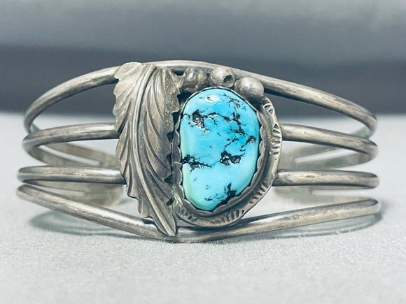 Important Vintage Native American Navajo Morenci Turquoise Sterling Silver Bracelet-Nativo Arts