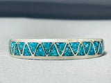 Mesmerizing Vintage Native American Navajo Chip Inlay Turquoise Sterling Silver Bracelet-Nativo Arts