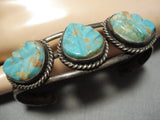 Rare Vintage Navajo #8 Turquoise Sterling Silver Native American Bracelet-Nativo Arts
