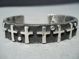 Fantastic Navajo Sterling Silver Crosses Bracelet Native American-Nativo Arts