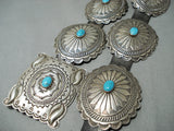 Important Yellowhorse Vintage Native American Navajo Turquoise Sterling Silver Concho Belt-Nativo Arts