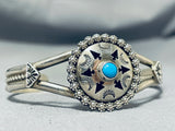 Fascinating Native American Navajo Sleeping Beauty Turquoise Sterling Silver Bracelet Signed-Nativo Arts