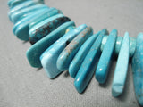Opulent Vintage Native American Navajo Rectangle Turquoise Heishi Sterling Silver Necklace-Nativo Arts