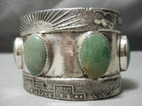 Magnificent 212 Grams Native American Green Turquoise Sterling Silver Bracelet-Nativo Arts