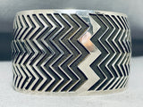 One Of The Most Detailed Ever Native American Navajo Sterling Silver Zig Zag Bracelet-Nativo Arts