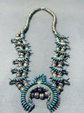 Phenomenal Vintage Native American Zuni Turquoise Sterling Silver Squash Blossom Necklace-Nativo Arts