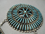 One Of The Finest Vintage Zuni Native American Navajo Turquoise Sterling Silver Pin Old-Nativo Arts
