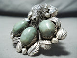 Big Huge Buffalo Native American #8 Turquoise Sterling Silver Heavy Ring-Nativo Arts
