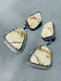 Natural Turquoise Vein Vintage Native American Navajo Sterling Silver Earrings-Nativo Arts