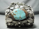 232 Gram Heavy Native American Buffalo Turquoise Sterling Silver Bracelet-Nativo Arts