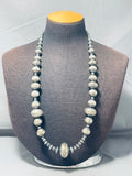 One Of The Biggest Native American Navajo Hand Tooled Sterling Silver Necklace-Nativo Arts