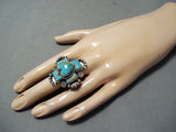 Rose Paxton Native American Navajo Royston Turquoise Heart Cross Sterling Silver Ring-Nativo Arts