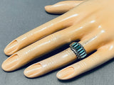 One Of The Best Vintage Native American Zuni Needle Turquoise Sterling Silver Ring Old-Nativo Arts