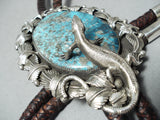 One Of The Biggest Craziest Native American Navajo Lizard Turquoise Sterling Silver Bolo Tie-Nativo Arts