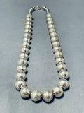 Exquisite Vintage Native American Navajo Sterling Silver Large Beads Necklace-Nativo Arts
