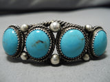 Museum Vintage Native American Navajo #8 Turquoise Sterling Silver Bracelet Cuff-Nativo Arts