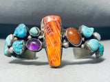 Rosie Lincoln Vintage Native American Navajo Turquoise Spiny Oyster Sterling Silver Bracelet-Nativo Arts