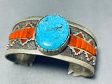 One O0f The Most Unique Native American Navajo Turquoise Coral Sterling Silver Bracelet-Nativo Arts