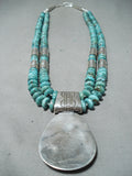 Native American Important Tony Aguilar Santo Domingo Turquoise Sterling Silver Necklace-Nativo Arts
