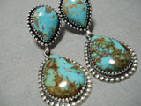 One Of The Best Native American Navajo #8 Turquoise Sterling Silver Earrings-Nativo Arts