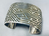 One Of The Most Complex Native American Navajo Geomtric Hand Carved Sterling Silver Bracelet-Nativo Arts
