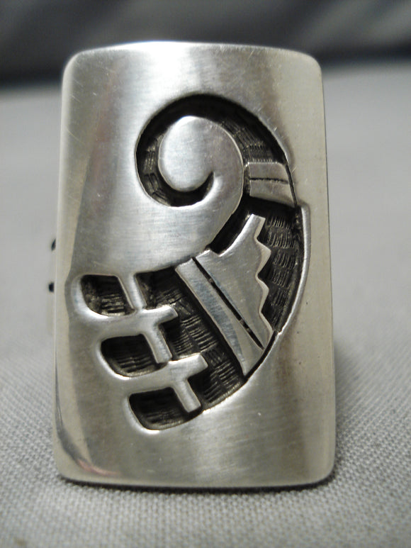 Magnificent Vintage Hopi Native American Geomtric Wave Sterling Silver Ring-Nativo Arts