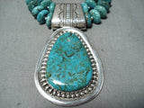 Native American Important Tony Aguilar Santo Domingo Turquoise Sterling Silver Necklace-Nativo Arts