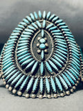 One Of The Best Vintage Native American Zuni Turquoise Needle Sterling Silver Bracelet Cuff Old-Nativo Arts